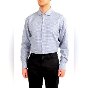 Hugo Boss Sharp Fit Spread Collar Printed Dress Shirt size 16